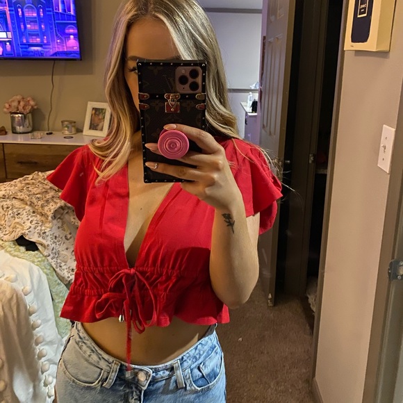 Princess Polly Tops - Red Crop Top